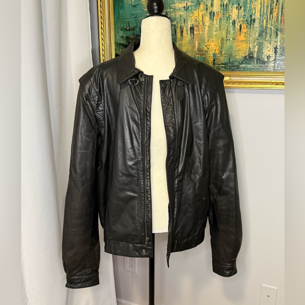 Vintage Black Leather Jacket Reed Sportswear
